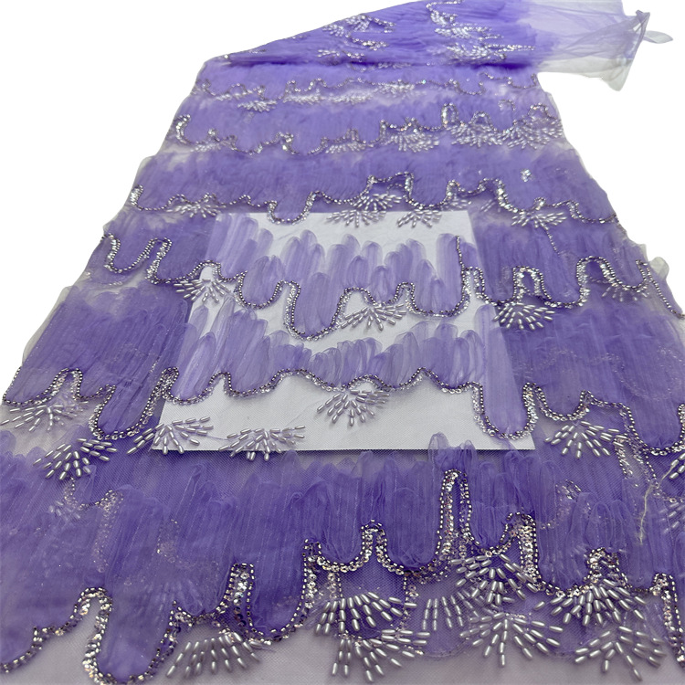 Paisaje tridimensional bordado tela de malla estilo nacional pequeño vestido fresco y hermoso cheongsam vestido de cena tela