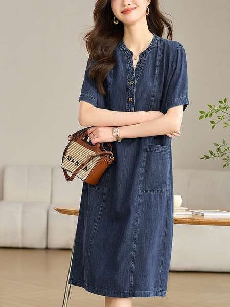 Retro thin summer denim dress