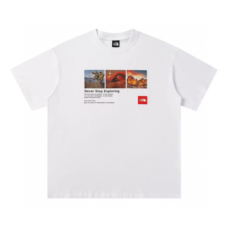 NTノースフェイスの純綿Tシャツの正しいバージョン、男性と女性用、カップル向けの同じスタイル、トレンディなプリント、幅広で多用途、カジュアル半袖|undefined