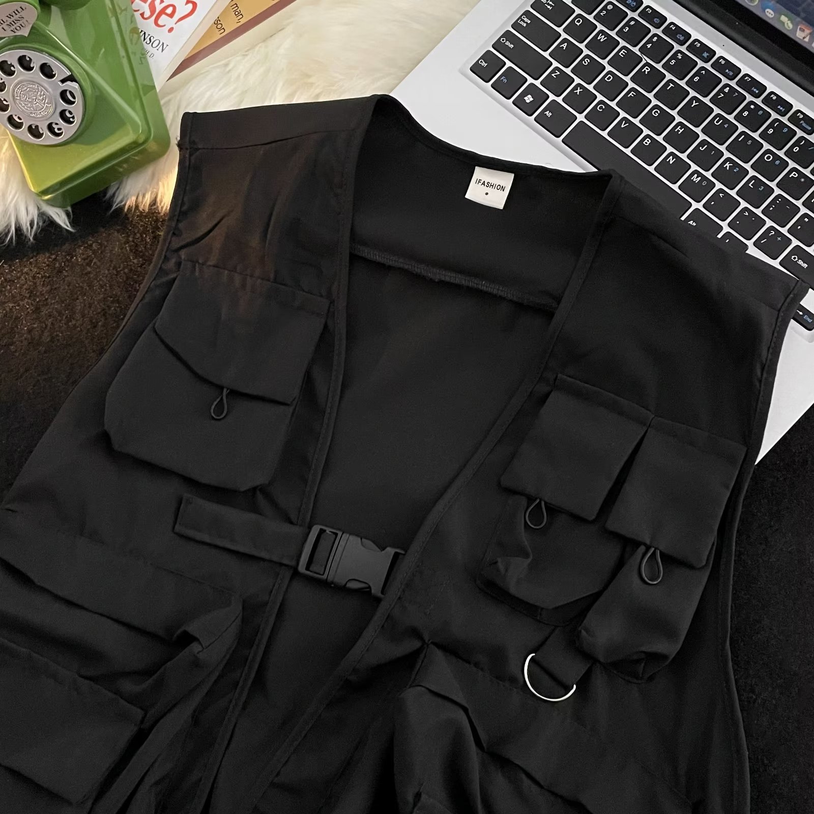 2023 nuevo estilo de ropa de trabajo fresco personalidad elemento de diseño corto Chaleco de los hombres y las mujeres mismo chaleco abrigo de moda de pareja