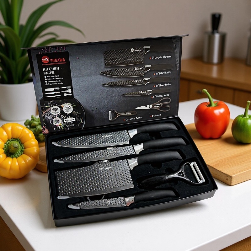 Factory Spot Stainless Steel Knife Set Kitchen Samsung Pattern Knife Set Household Knife Six-Piece Gift Box