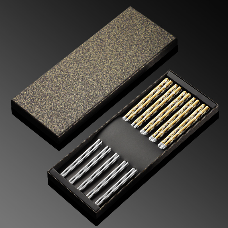 316 용 젓가락 (골드 5 쌍 선물 상자)