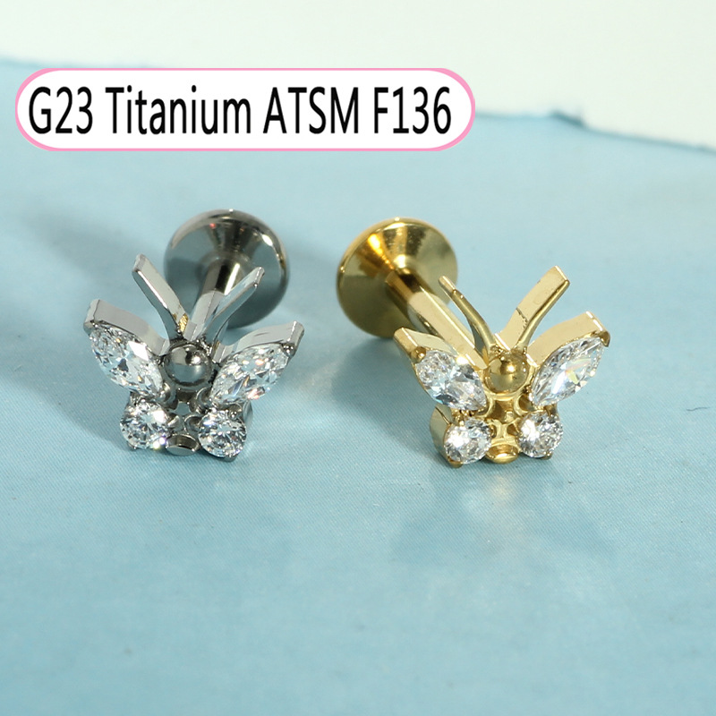 Pointed titanium steel lip stud product view