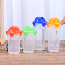 简约透明塑料水杯 便携式塑料杯 pp透明商用杯子带盖子可印logo