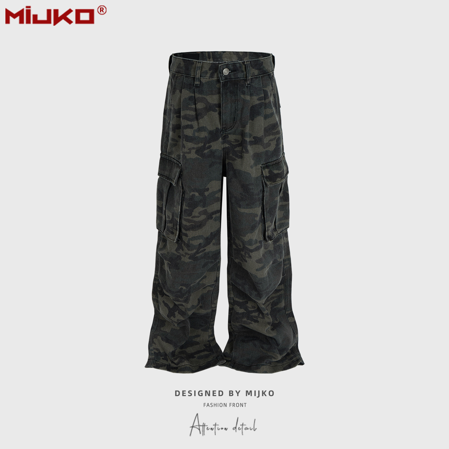 MIJKO Men's Wear Women's American Retro Fans Color Crowd Pants Men's and Women's Autumn New Multi-Pocket Washed Casual Pants