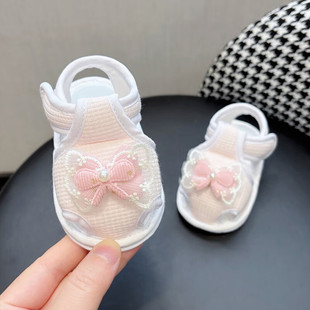 Summer Baby Shoes for Girls, Soft-Soled Non-Slip Toddler Sandals, Bow Princess Shoes, Pre-Step Shoes, 0 to 1 Years Old, Will Not Fall Off