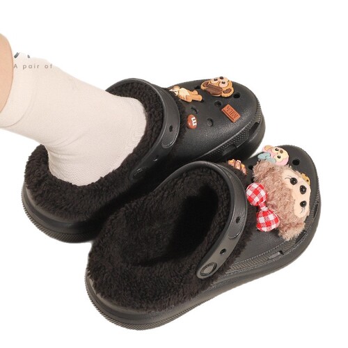 Wholesale hollow sole inner sole with removable warm short fuzzy winter anti-cold warm cotton inner lining shoe cover to keep feet warm