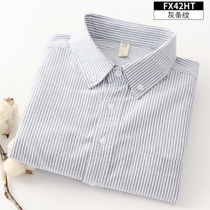 Shirt Men's Spring and Autumn Bottoming Long-sleeved Casual Cotton Oxford New All-match Fashionable Brand Striped Cotton Shirt