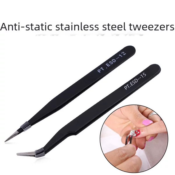 Manicure Tools and Supplies Anti-Static Tweezers Elbow Stainless Steel Clips Dot Drill Clips Manicure Tools Handmade Jewelry