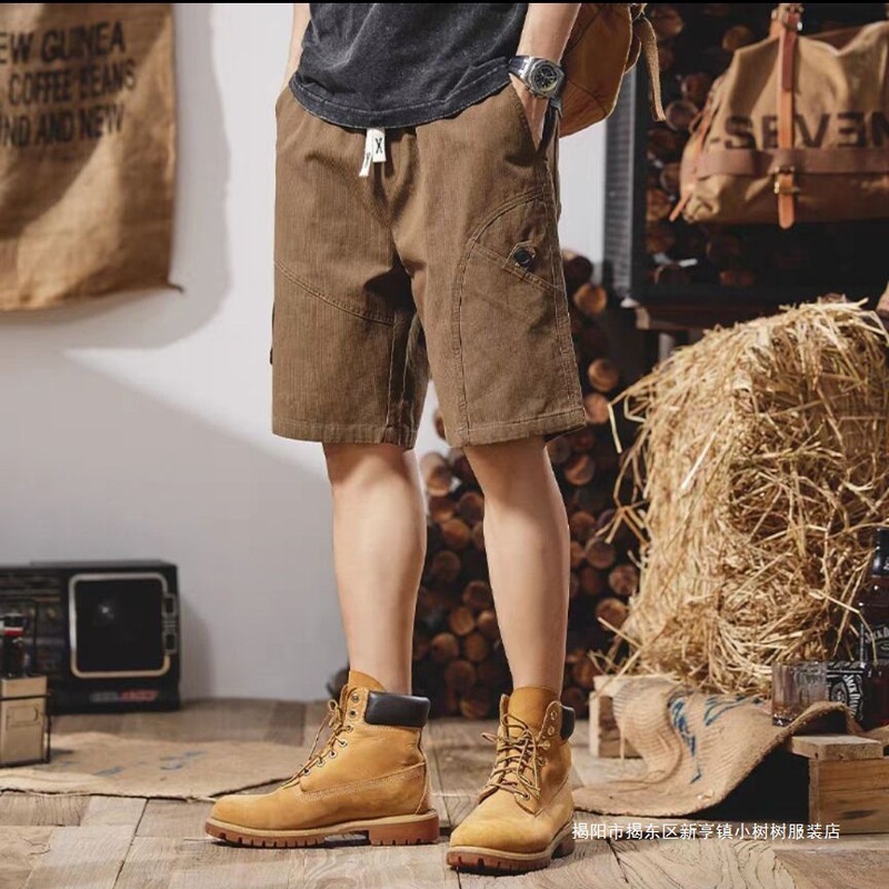 Clearance American Casual Cargo Shorts Men Summer Trendy Brand Men's Japanese Loose Plus Size Casual Knee-Length Shorts Men Trendy