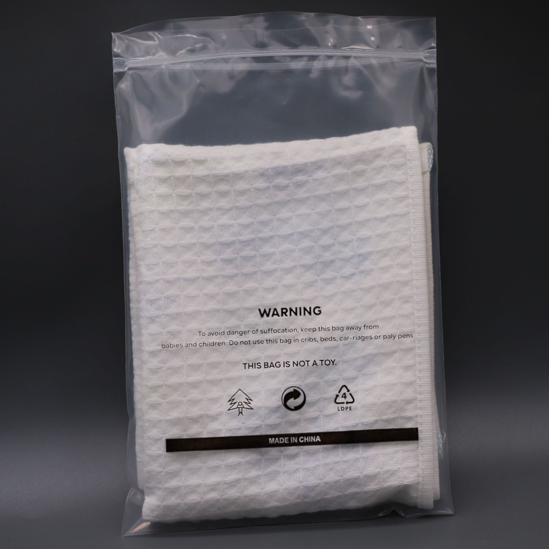 亚马逊电商外贸警示语透明PE自封袋内裤袜子丝巾围脖独立分装袋