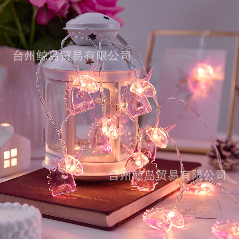 Cross-Border Decoration Pink Unicorn Children's Bedroom Room Decoration Holiday Cartoon Warm and Cute Background Lights Flashing