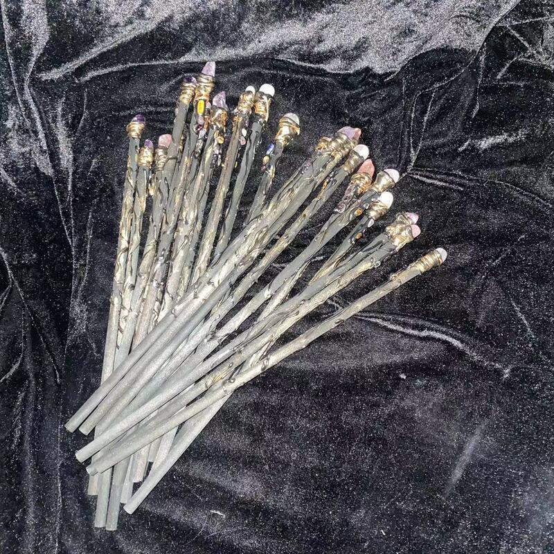 FHSJP 天然水晶魔法棒单尖白水晶权杖 草莓晶粉水晶棒Wicca仪式道具 魔法 图 5