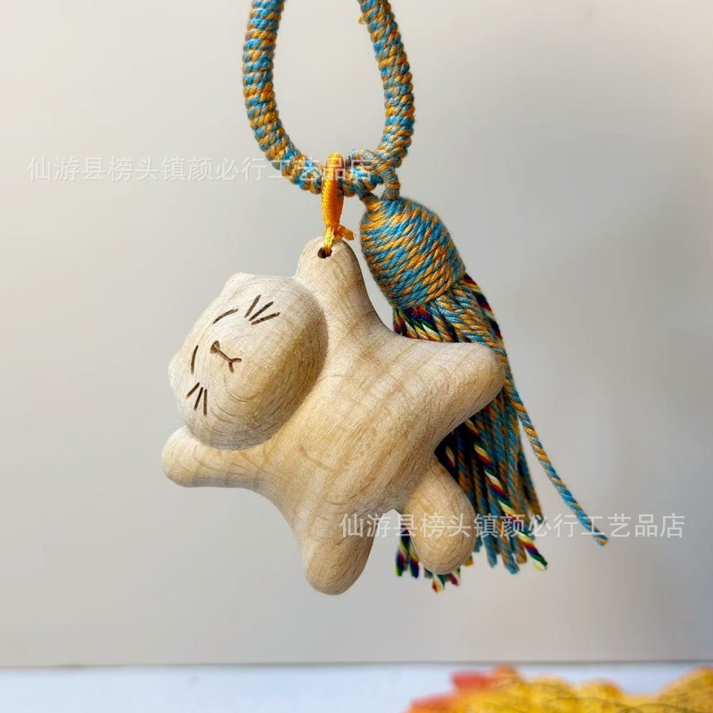 榉木可爱小猫躺平猫包包挂件吊坠猫钥匙扣治愈系喵咪流苏厂家批发|undefined