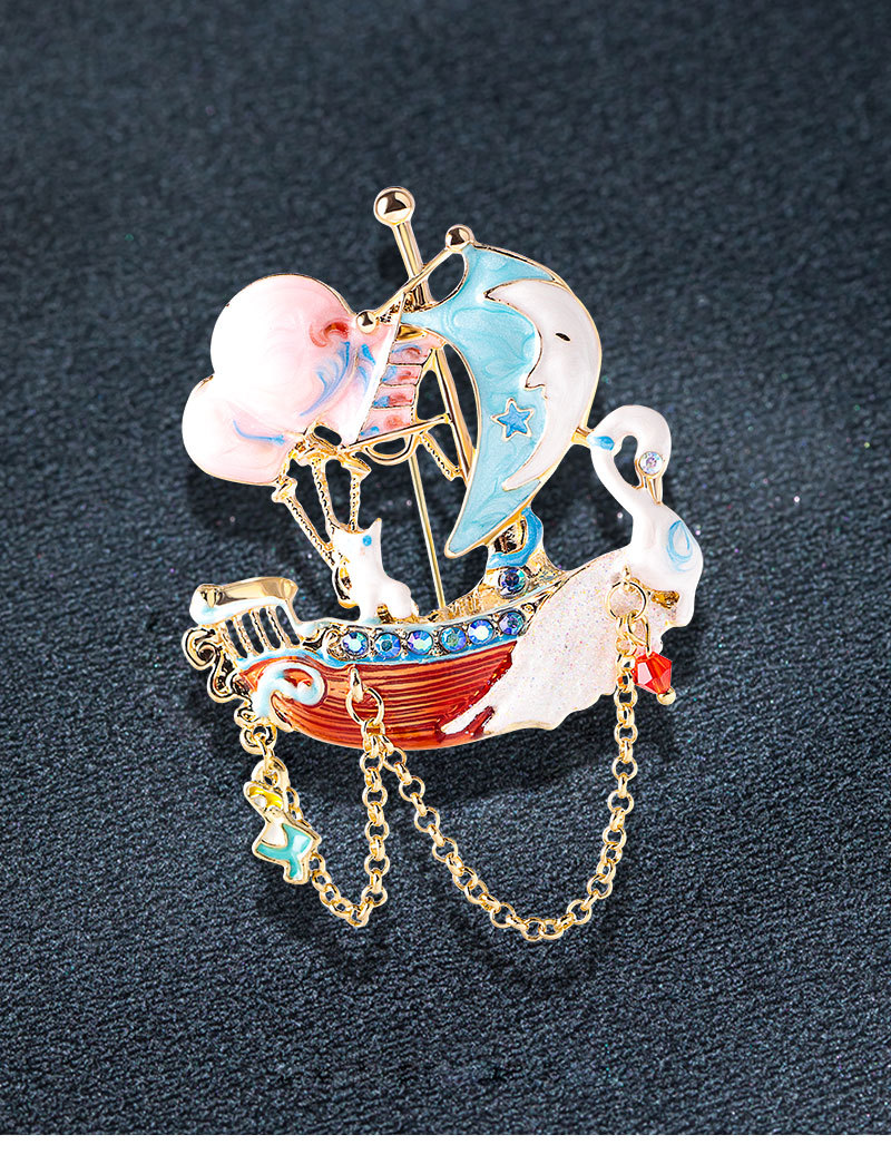 Fashion Ship Alloy Enamel Inlay Rhinestones Women's Brooches display picture 1