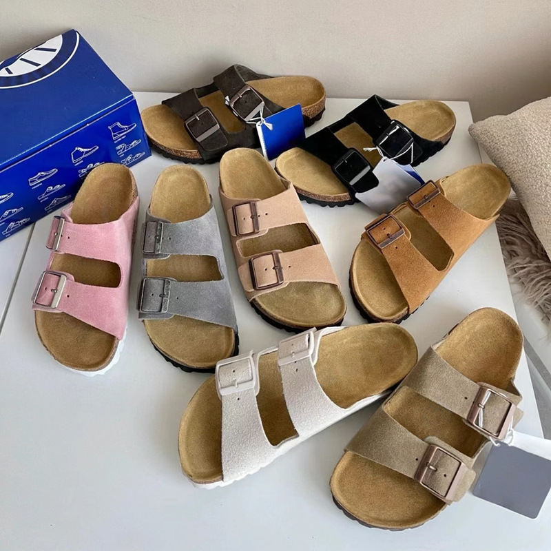 In stock~ Versatile vintage-style Birkenstock-style all-cowhide two-strap slip-on cork sandals for outdoor wear In stock~ Versatile vintage-style Birkenstock-style all-cowhide two-strap slip-on cork sandals for outdoor wear