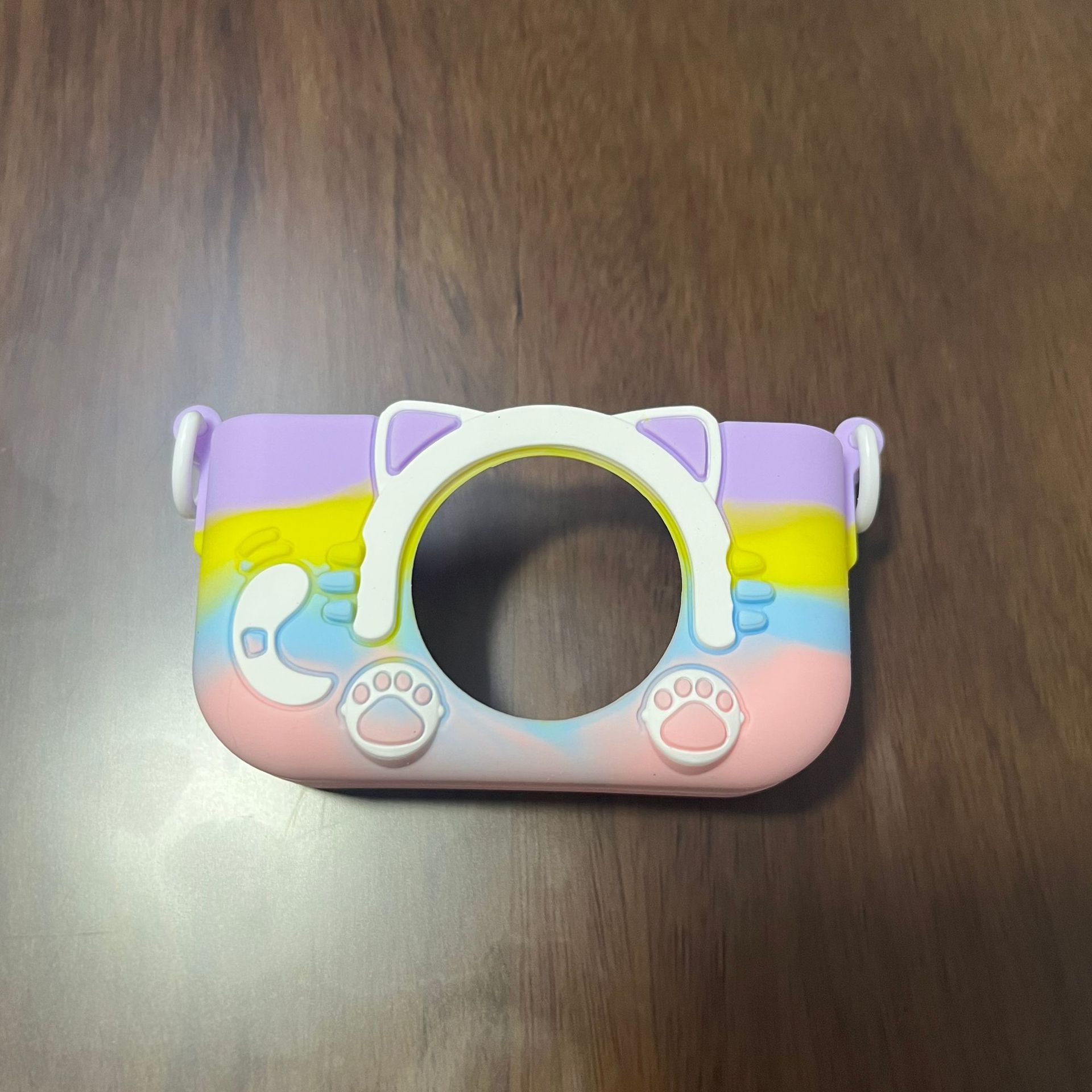 Cámara de niños a través de la cubierta de protección de la pequeña cámara de silicona cubierta de caución de cinturón de colgante mini foto cubierta de goma suave