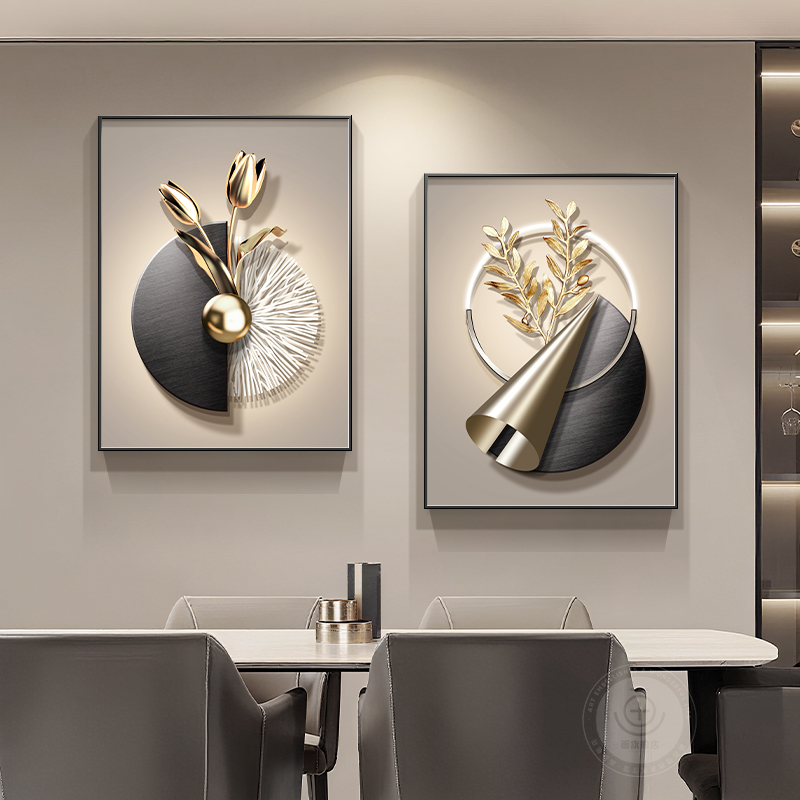 轻奢餐厅装饰画高档饭厅餐桌背景墙挂画5新高级感组合画