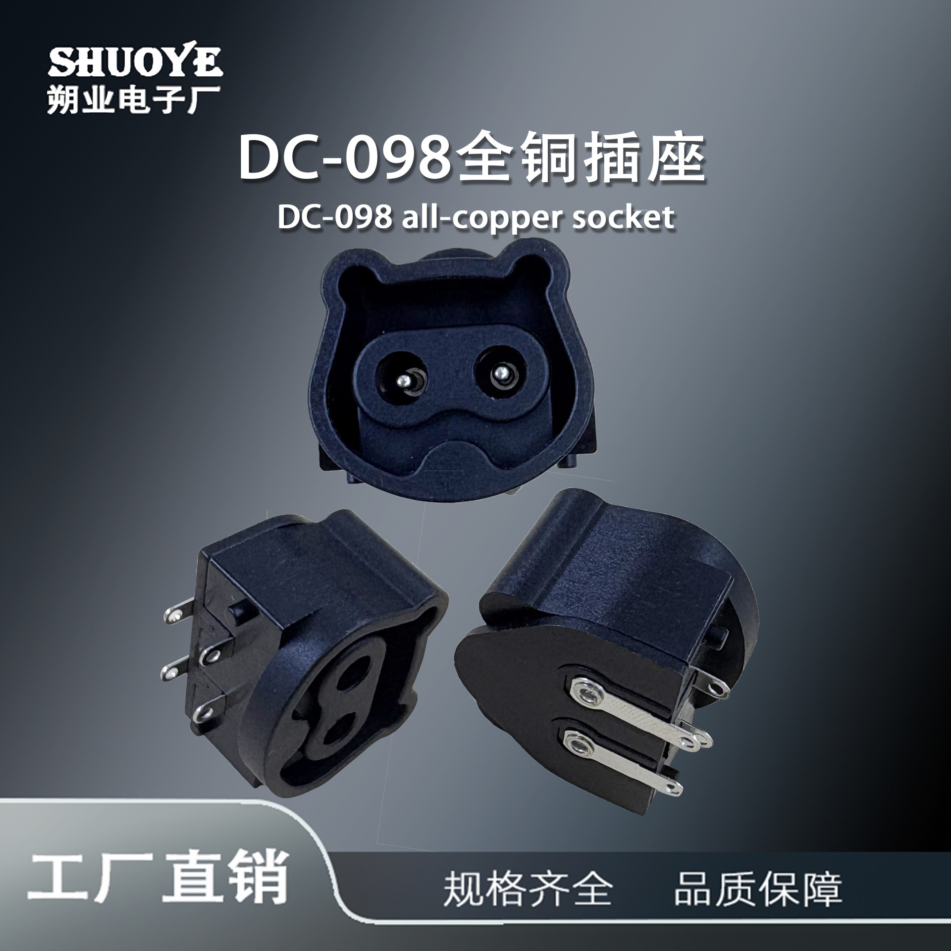DC-098插座卡式母座AC电源插座 电源插座卡式2孔母座 柜桌面插座