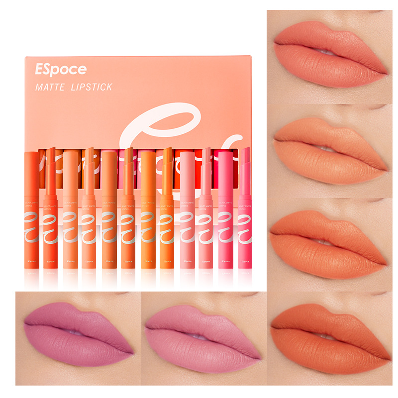 Trucco Espoce Velvet Matte Lipstick Colorless Lip Glaze Lasting Lipstick Rossetto 12 colori Rossetto_voghion.com