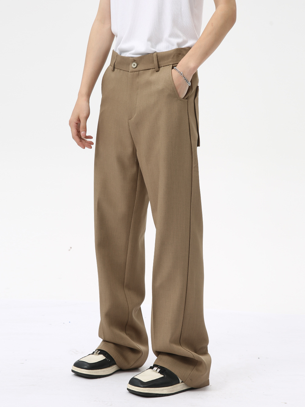 MTLCLOTHES Hombres| 2024 otoño nuevo producto coreano de alto lujo simple de color sólido pantalones casuales rectos sueltos