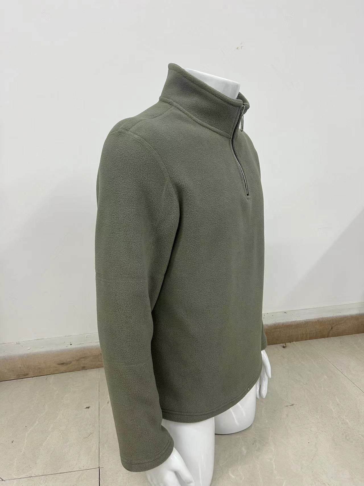 Giacca in pile confortevole a doppia faccia con collo alto, cardigan con mezza cerniera, maniche lunghe, trendy e versatile, 450 g_voghion.com