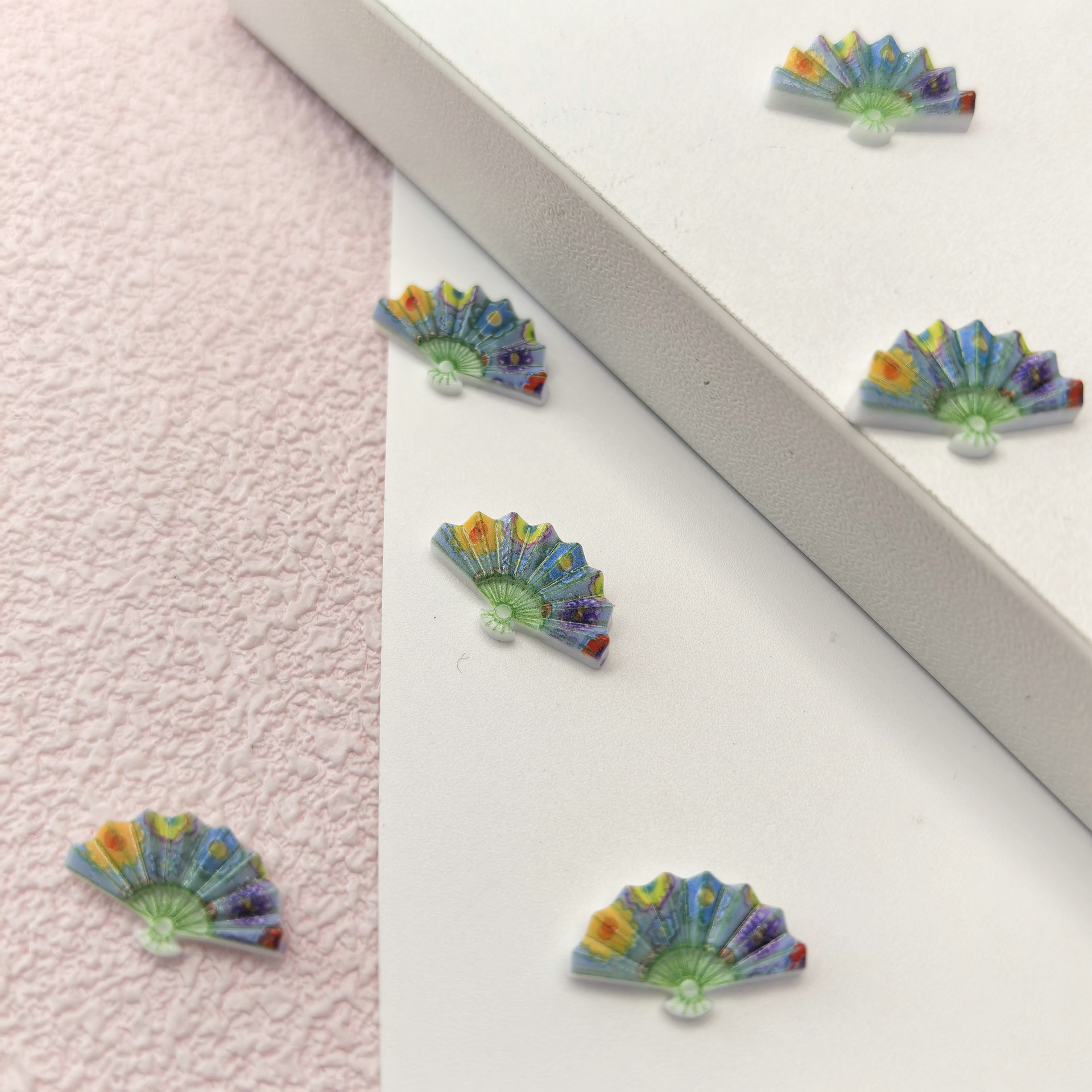 夏天跨境国潮爆款扇子树脂手工DIY服装辅料手机壳配件批发00