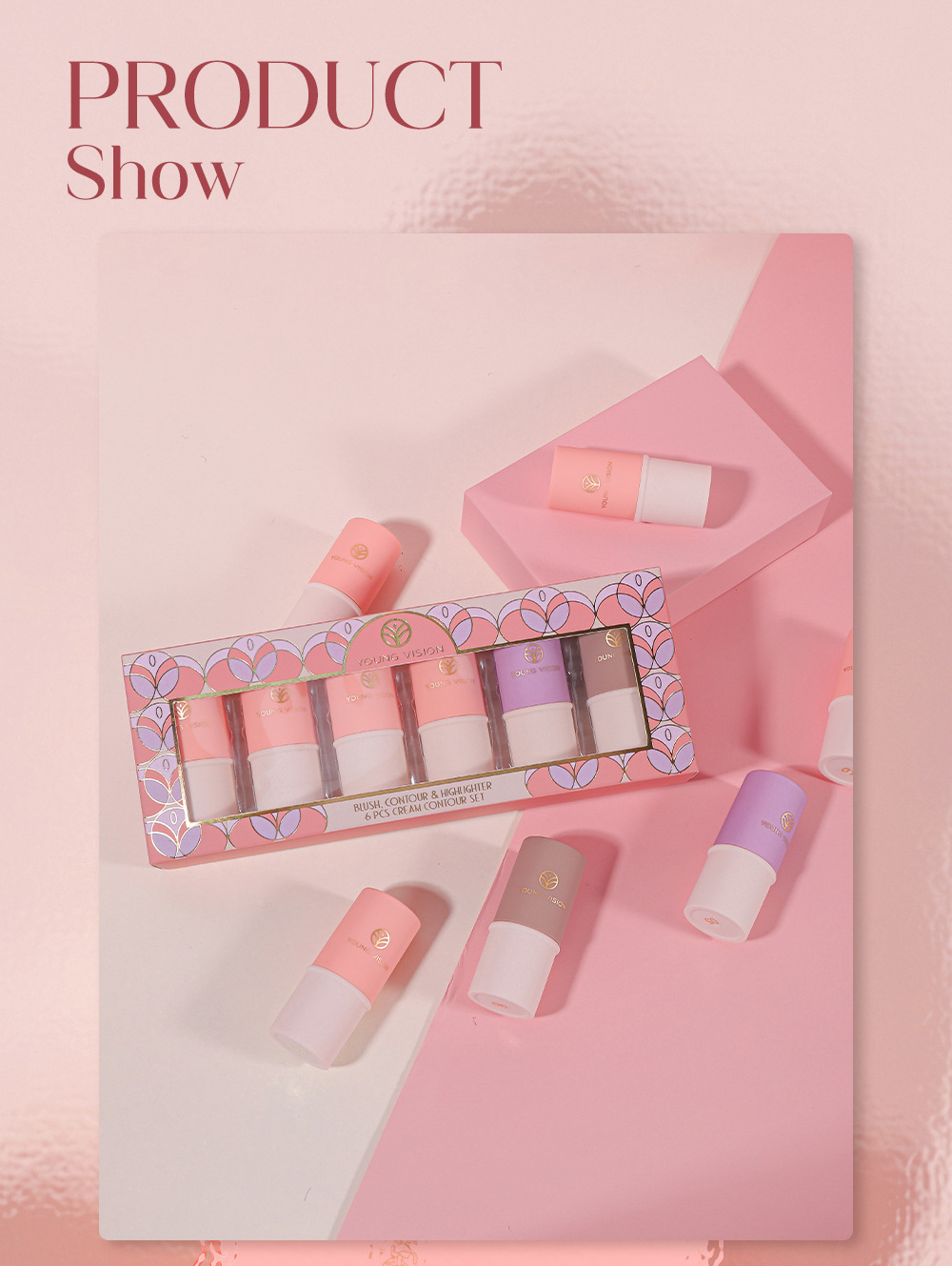 YOUNG VISION Multi-functional Makeup Stick Six-color Highlighter Contouring Cream Blush Matte Blush Stick Set undefined