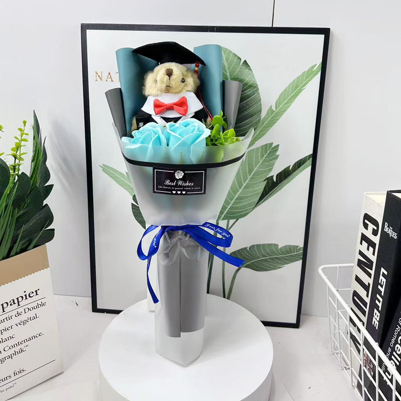 ヒマワリ幼稚園児卒業イベントプレゼント写真撮影卒業式博士熊漫画花束|undefined