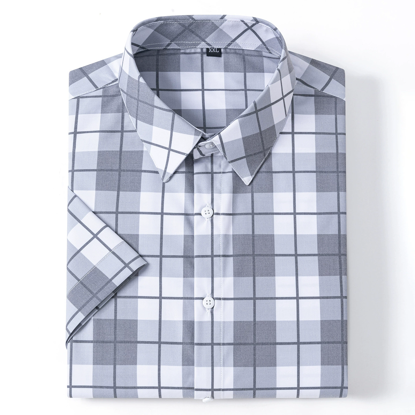 Новая летняя мужская рубашка 2025 года с коротким рукавом из бамбукового волокна в клетку, повседневная без карманов с подкладкой