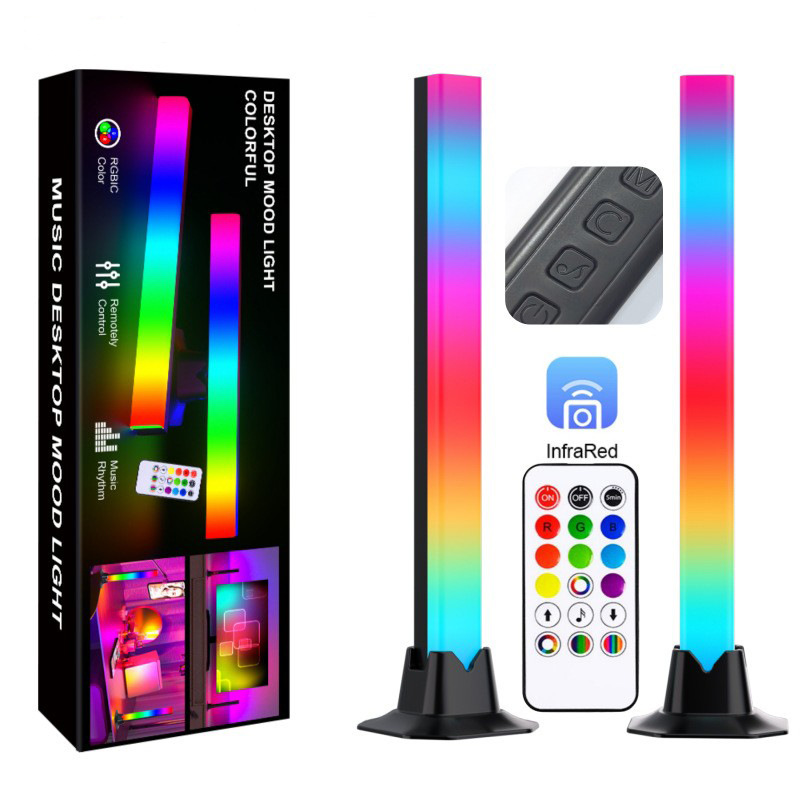 Luz ambiental LED de escritorio con espejo en capas, RGB, colorida, Bluetooth, para juegos, deportes electrónicos, lámpara de ambiente con sonido activado, lámpara de escritorio moderna.