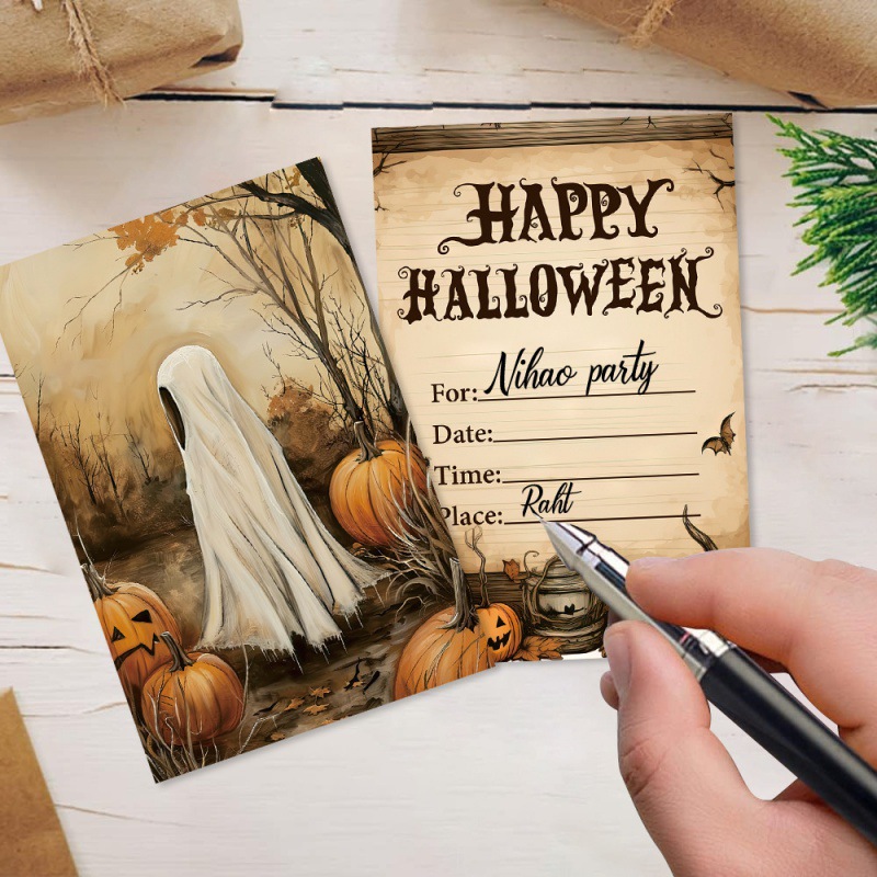 Nuevas tarjetas de invitación de decoración de fiesta de Halloween tarjetas de felicitación para la cena Happy Halloween creativas tarjetas fantasmas