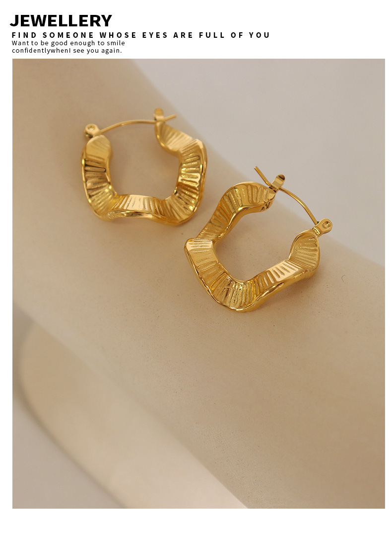 Fashion Waves Irregular Plating Titanium Steel Earrings display picture 5