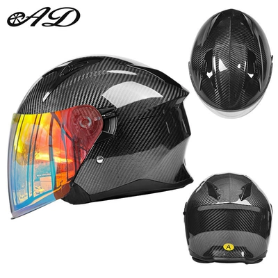 Cycling Winter Safety Helmet, Motorcycle Safety Supplies - carbon-fiber-3k-bright-black-color-plated-mirror-free-high-definition-mirror-m-suitable-for-head-circumference-56-57