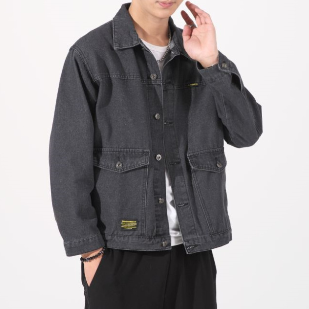 春秋高端牛仔外套男宽松多口袋潮流百搭帅气上衣大码翻领休闲夹克|undefined