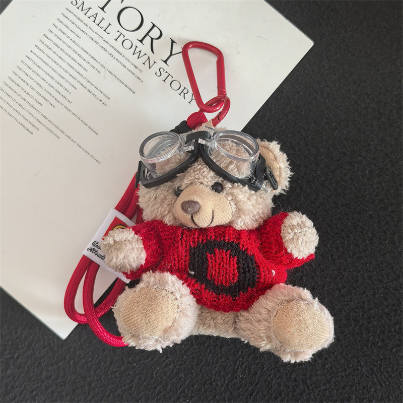 Aviator Bear Bolso Colgante Muñeco de felpa Llavero Escuela secundaria Regalos Joyas creativas