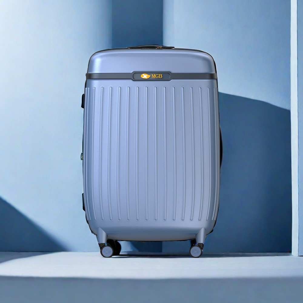 Vali ABS vân dọc mờ 22-24 inch bánh xe đa hướng chịu mài mòn — Màu xanh lam