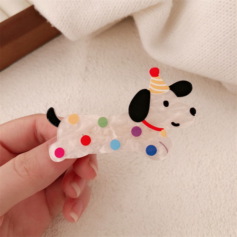 Caricatura encantadora onda punto perrito gatito broche de cabello de niña corazón arco de cabello roto fijación de bordes broche de cabello de gatito universal
