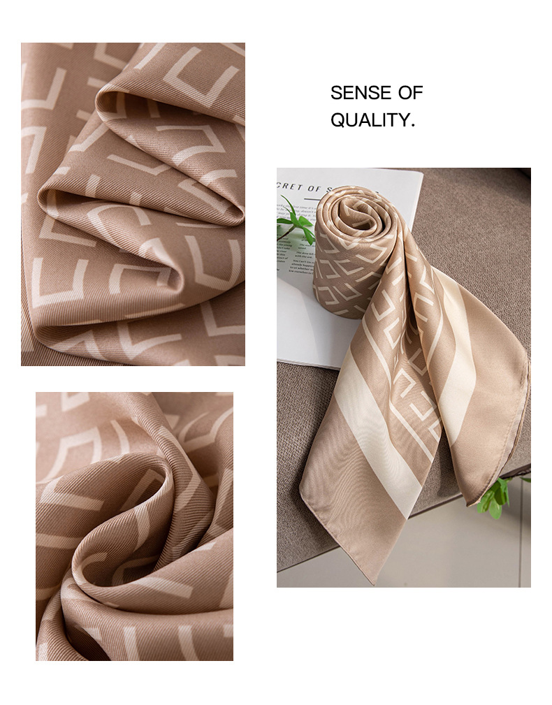 75g Weight Silk Scarf Classification Women's Elegant Stripe Flower Satin Silk Scarf