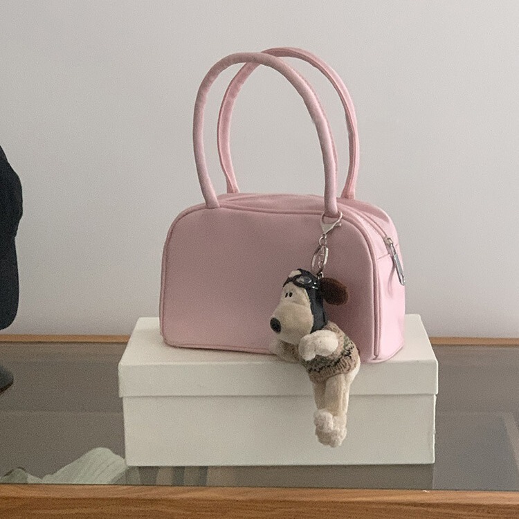 Korean Niche Designer Silk Pink Three-Dimensional Handbag Ballet-Style Satin Pillow Bag Boston Bag Korean Niche Designer Silk Pink Three-Dimensional Handbag Ballet-Style Satin Pillow Bag Boston Bag