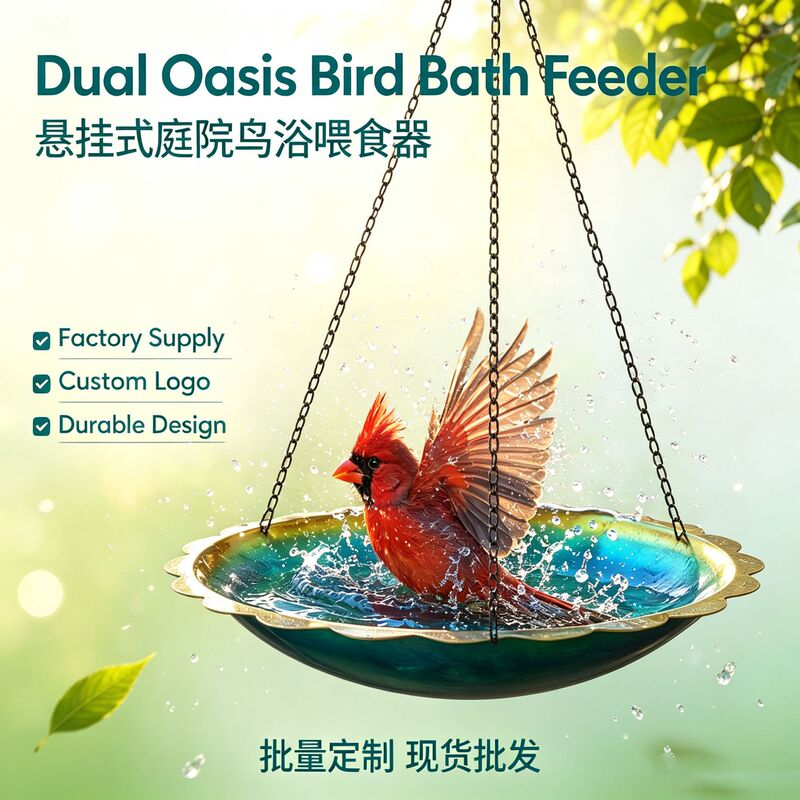 Hanging bird bath feeder for courtyard and garden bird outdoor decoration, supports customization Hanging bird bath feeder for courtyard and garden bird outdoor decoration, supports customization