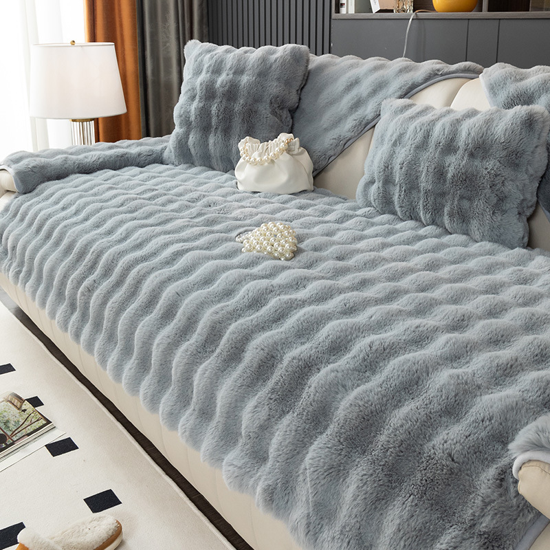 Rabbit Fur Plush Autumn Thickened Leather Non-Slip Seat Cushion Winter Bubble Velvet Sofa Towel Export Label_voghion.com