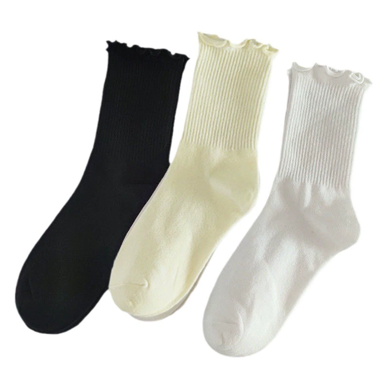 Носки Zhuji Носки с рюшами и бахромой Кружевные длинные носки Осень-Зима Белые носки до середины икры Носки JK Lolita Оптовая продажа.