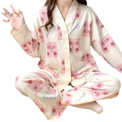 Pijamas tipo cárdigan de manga larga para mujer, estilo de celebridad de internet, sensación de alta gama, conjunto de dos piezas de ropa de estar en casa de talla grande, nueva colección primavera-otoño 2025. image 6