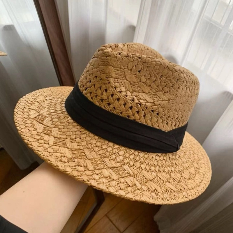 法式老钱风镂空草编草帽女夏季海边度假防晒遮阳帽子巴拿马沙滩帽|undefined