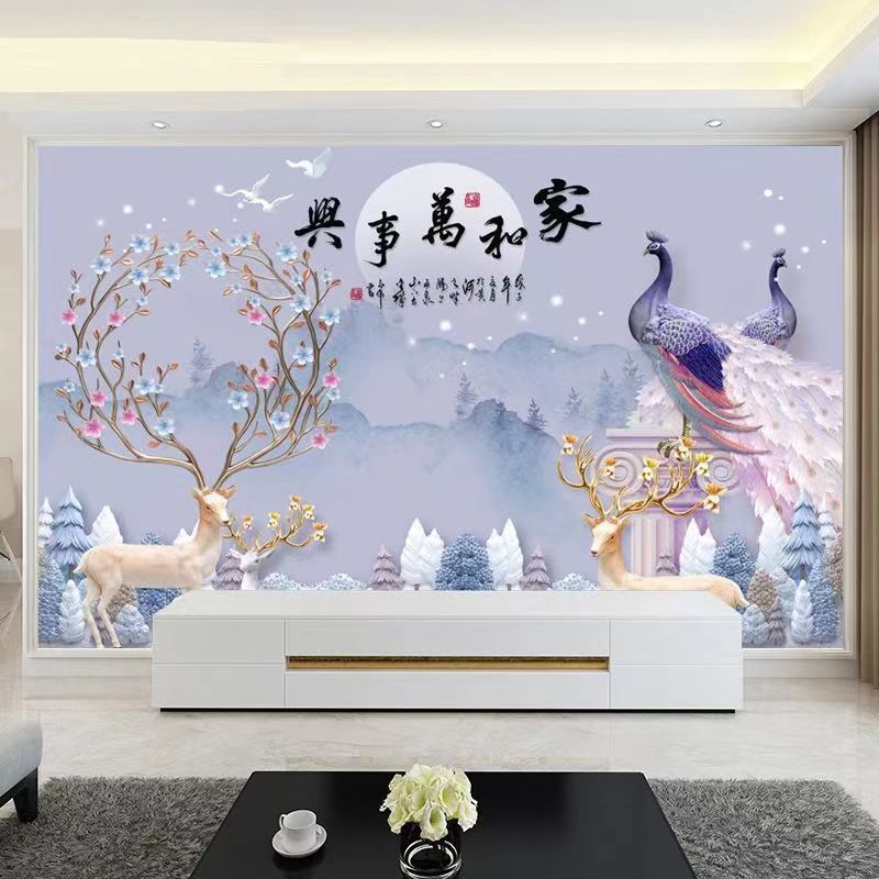 3d北欧电视背景墙布5d网红客厅卧室装饰墙画8d立体现代影视墙壁纸|undefined