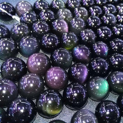 天然水晶虹眼黒曜石散珠DIYアクセサリー両眼黒曜石半製品卸売り