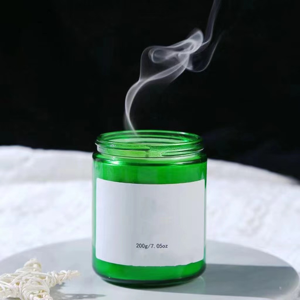 批发200g绿色玻璃罐蜡烛杯 复古香薰烛台杯 100ml小众烛台瓶空罐