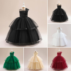 Cross-border girl's dress Amazon children's party dress lace performance suit host long dress cake princess dress