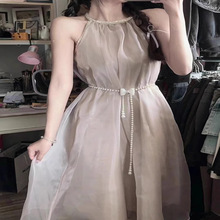 珍珠腰链女珍珠镶钻弹力收腰装饰配连衣裙子细腰带松紧皮带配饰